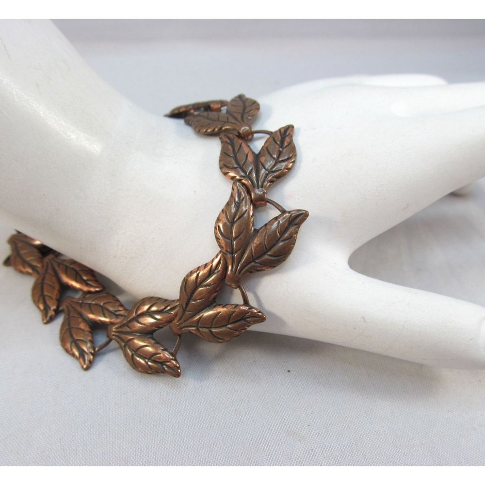 Vintage Southwestern Copper Leaf Link Bracelet